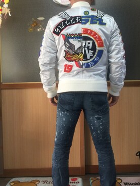 「DIESEL（ディーゼル）のアイテム（MA-1）」を使った、ゆずりんさん（メンズ・167cm）の秋コーディネート