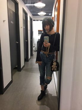 「URBAN RESEARCH（アーバンリサーチ）のアイテム（ハンチング/ベレー帽）」を使った、Carol Wangさん（レディース・163cm）の秋コーディネート