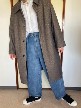 「バルーンパンツ」｜「アイテム（ステンカラーコート）」を使った、keiさん（メンズ・176cm）の冬コーディネート