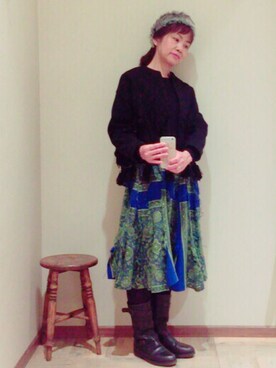 「アイテム（ヘアバンド）」を使った、Mrs.Cさん（レディース・163cm）の冬コーディネート