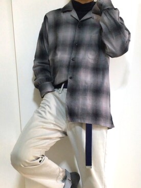 「EDWIN（エドウィン）のアイテム（チノパンツ、シルバー系）」を使った、ゆうまりも。さん（メンズ・166cm）の春コーディネート