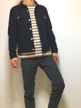 「green label relaxing（グリーンレーベルリラクシング）のアイテム（Tシャツ/カットソー、ベージュ系）」を使った、ゆうまりも。さん（メンズ・166cm）の春コーディネート
