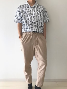 「HVC（エイチブイシー）のアイテム（トップス）」を使った、ゆうまりも。さん（メンズ・166cm）の夏コーディネート