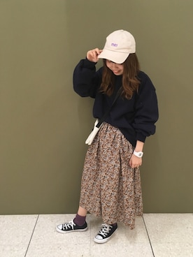 「アイラブCONVERSE」｜macoさん（レディース・152cm）の冬コーディネート