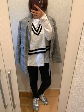「VENCEEXCHANGE（ヴァンスエクスチェンジ）のアイテム（ジャケット/アウター）」を使った、purinnさん（レディース・152cm）の秋コーディネート