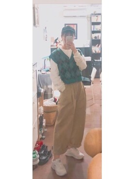 「PULL&BEAR（プルアンドベア）のアイテム（帽子）」を使った、KouYouさん（レディース・169cm）の秋コーディネート