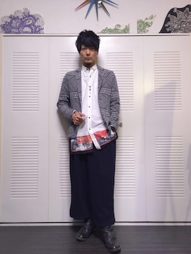 「エスニック」｜「アイテム（ジャケット/アウター）」を使った、シンシャンさん（メンズ・172cm）の春コーディネート