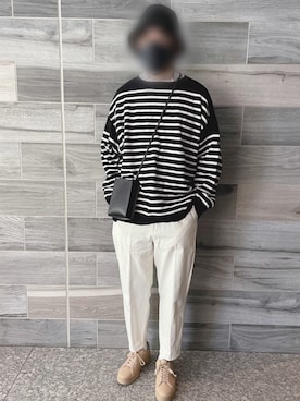 「is-ness（イズネス）のアイテム（Tシャツ/カットソー）」を使った、Piさん（メンズ・178cm）の春コーディネート