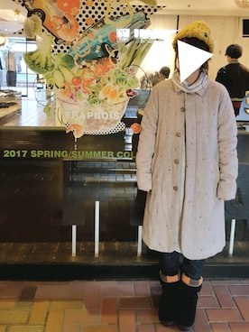 「ムートンブーツ」｜「アイテム（ステンカラーコート）」を使った、yoshiさん（レディース・158cm）の冬コーディネート