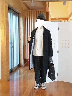 「FRAPBOIS」｜「アイテム（ステンカラーコート）」を使った、yoshiさん（レディース・158cm）の冬コーディネート