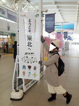 「ムートンブーツ」｜「アイテム（ステンカラーコート）」を使った、yoshiさん（レディース・158cm）の冬コーディネート