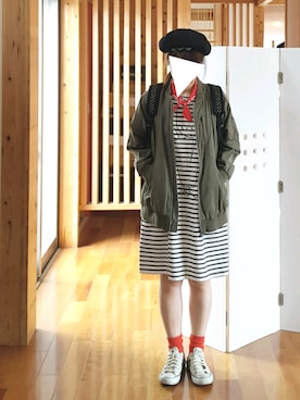 「FRAPBOIS」｜「アイテム（ミリタリージャケット）」を使った、yoshiさん（レディース・158cm）の春コーディネート