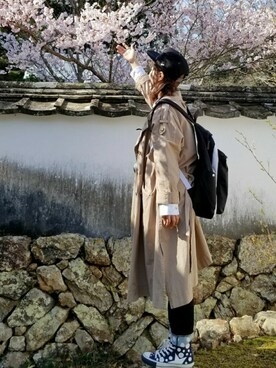 「FRAPBOIS」｜「アイテム（トレンチコート）」を使った、yoshiさん（レディース・158cm）の春コーディネート
