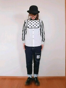「にらめっこーで」｜「アイテム（ブーツ）」を使った、yoshiさん（レディース・158cm）の冬コーディネート