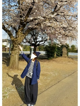 「花見」｜「アイテム（ニットキャップ/ビーニー）」を使った、yoshiさん（レディース・158cm）の春コーディネート