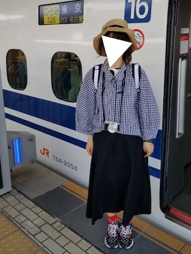 「袖ボリューム」｜「アイテム（レッグウェア）」を使った、yoshiさん（レディース・158cm）の春コーディネート
