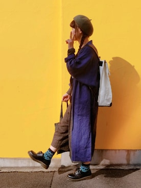 「シンプルおしゃれが好き」｜「アイテム（ハンチング/ベレー帽）」を使った、yoshiさん（レディース・158cm）の秋コーディネート