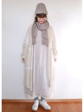 「And A（アンドエー）のアイテム（帽子）」を使った、yoshiさん（レディース・158cm）の冬コーディネート