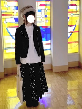 「FRAPBOIS」｜「アイテム（ライダースジャケット）」を使った、yoshiさん（レディース・158cm）の冬コーディネート