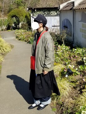 「FRAPBOIS」｜「アイテム（ミリタリージャケット）」を使った、yoshiさん（レディース・158cm）の春コーディネート
