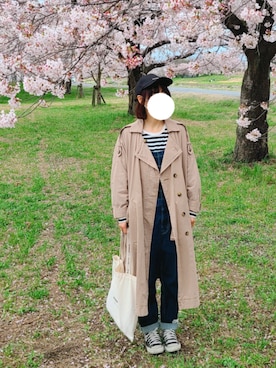 「FRAPBOIS」｜「アイテム（トレンチコート）」を使った、yoshiさん（レディース・158cm）の春コーディネート