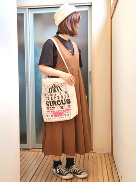 「FRAPBOIS」｜「アイテム（ジャンパースカート）」を使った、yoshiさん（レディース・158cm）の夏コーディネート