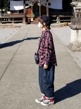 「アイテム（ハンチング/ベレー帽）」を使った、yoshiさん（レディース・158cm）の秋コーディネート