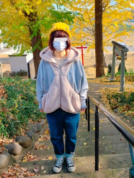 「FRAPBOIS」｜「アイテム（ニットキャップ/ビーニー）」を使った、yoshiさん（レディース・158cm）の冬コーディネート