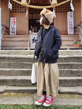 「FRAPBOIS」｜「アイテム（スウェット）」を使った、yoshiさん（レディース・158cm）の冬コーディネート