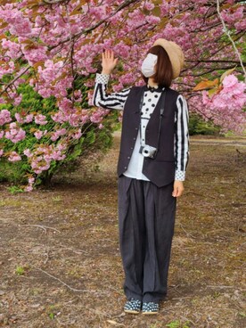 「NIRAME.CO（ニラメッコ）のアイテム」を使った、yoshiさん（レディース・158cm）の春コーディネート