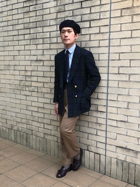 「International Gallery BEAMS（インターナショナルギャラリービームス）のアイテム（テーラードジャケット）」を使った、huhu9729さん（メンズ・168cm）の冬コーディネート