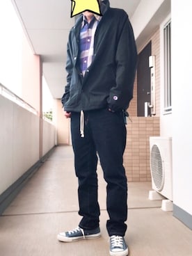 「Champion（チャンピオン）のアイテム（カバーオール）」を使った、アキヒロさん（メンズ・169cm）の秋コーディネート