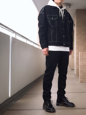 「kutir」｜「アイテム（デニムジャケット）」を使った、アキヒロさん（メンズ・169cm）の冬コーディネート