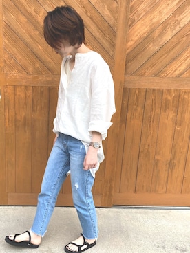 「ALLUMER（アリュメール）のアイテム（トップス）」を使った、u.さん（レディース・158cm）の春コーディネート
