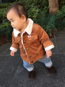 「BUDDY Lee（バディーリー）のアイテム（ジャケット/アウター）」を使った、RHMさん（キッズ・80cm）の冬コーディネート