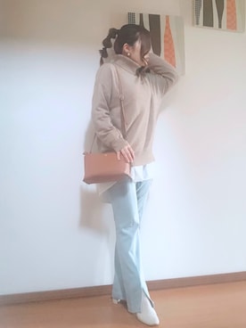 「LOWRYS FARM（ローリーズファーム）のストレッチヒールブーツ　851418（ブーツ）」を使った、suさん（レディース・153cm）の冬コーディネート