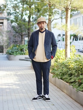 「Champion（チャンピオン）のアイテム（帽子）」を使った、hirataさん（メンズ・181cm）の冬コーディネート