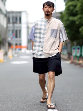 「RAINBOW SANDALS（レインボーサンダル）のアイテム」を使った、hirataさん（メンズ・180cm）の夏コーディネート