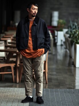 「LENO（リノ）のアイテム」を使った、hirataさん（メンズ・180cm）の秋コーディネート