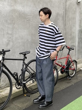 「コラボTシャツ」｜kamadaさん（メンズ・169cm）の夏コーディネート