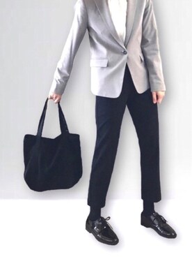 スーツパンツを使った メンズライク の人気ファッションコーディネート 髪型 ミディアムヘアー Wear