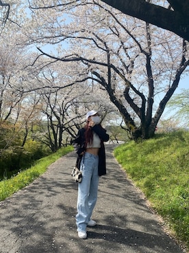 「SHAGGIE（シャギー）のアイテム（ジャケット/アウター）」を使った、ANNAさん（レディース・157cm）の春コーディネート