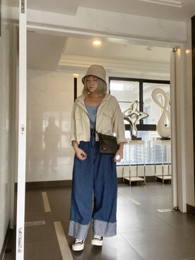 「5（ファイブ）のアイテム（パンツ）」を使った、ayaさん（レディース・158cm）の夏コーディネート