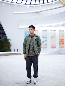 「initial（イニシャル）のアイテム（ジャケット/アウター）」を使った、gnipgnokさん（メンズ・175cm）の冬コーディネート
