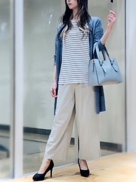 「ボーダートップス」｜「アイテム（アンサンブル）」を使った、m.tさん（レディース・163cm）の夏コーディネート