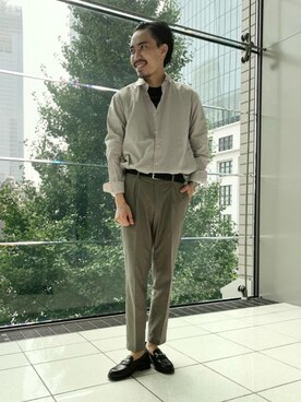 「green label relaxing（グリーンレーベルリラクシング）のレザー メッシュ 30 ベルト（ベルト）」を使った、kojima_nさん（メンズ・175cm）の夏コーディネート