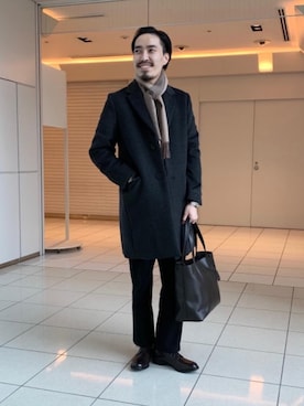 「green label relaxing（グリーンレーベルリラクシング）のアイテム（チェスターコート）」を使った、kojima_nさん（メンズ・175cm）の冬コーディネート