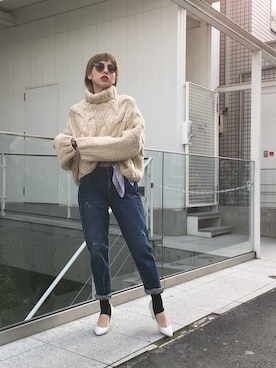 「OSMOSIS（オズモーシス）のアイテム（シューズ）」を使った、OZAWA  さん（レディース・158cm）の冬コーディネート