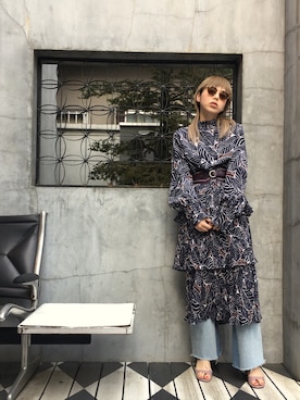 「アイテム（ベルト、パープル系）」を使った、OZAWA  さん（レディース・158cm）の春コーディネート
