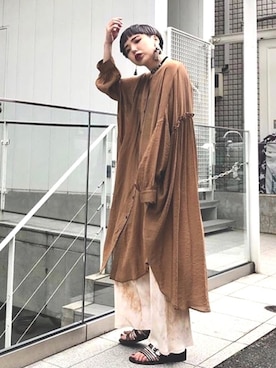 「OSMOSIS（オズモーシス）のアイテム（シャツワンピース）」を使った、OZAWA  さん（レディース・158cm）の夏コーディネート